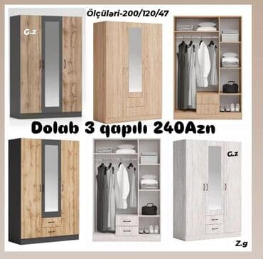 embawood ayaqqabi dolabı: Açılan, 3 qapılı Düz dolab, Qarderob, paltar dolabı — 1