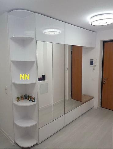 3 qapılı, Güzgülü, Ağ, Açılan, Düz dolab