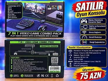 Видеоигры и приставки: 7 in 1 Video Game Combo Pack – Mouse, Klaviatura və Konvertor Dəsti — 2