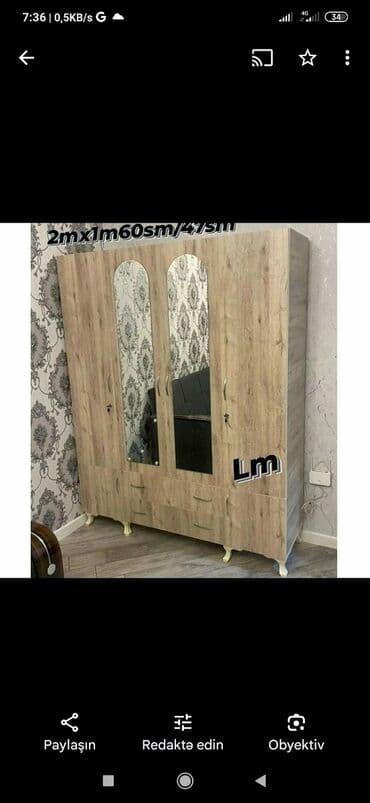 железный шкаф: Новый, Распашной, 3 двери Прямой шкаф, Шифоньер, Азербайджан — 7