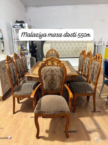 Masalar: Qonaq otağı üçün, Açılmayan, Dördbucaq masa, 8 stul — 1