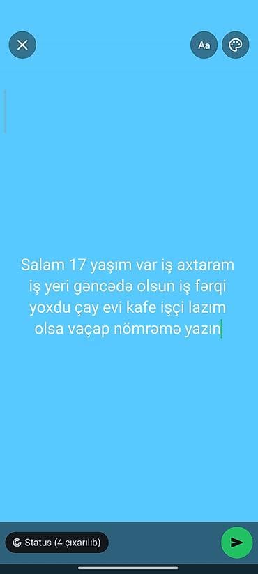 Ofisiant, Kişi, 17 yaş, Təcrübəsiz