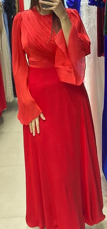 toy dekoru: Qırmızı ziyafət/libas - Model: Uzun axıcı ətəkli, maksi uzunluqda - — 1