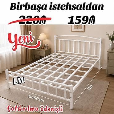 dosek az: Metal çarpayı karkası – Yeni - Birbaşa istehsaldan - Ölçü: 160 sm x — 1