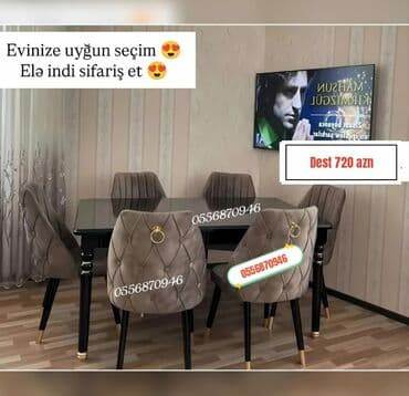 диван для прихожей банкетка в прихожую: Qonaq otağı üçün, Yeni, Açılmayan, Dördbucaq masa, 6 stul — 22
