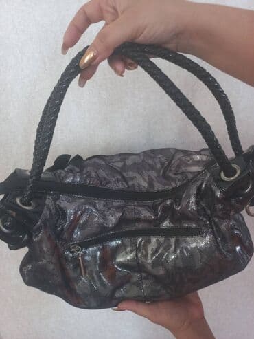 əl işi çantalar: Rengi seri-boz qara gullernen cantadir turkiyeden getirilib cox gozel — 4