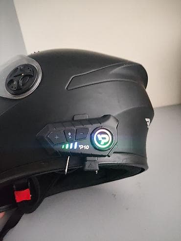 led iwiqlar: Motodrelçilər üçün tam üzlüq (full-face) mat qara dəbilqə, inteqrə — 2