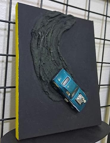 pişik şekilleri: 3D divar əsəri – “Drift” - Texnika: qarışıq media, relyef teksturalı — 2