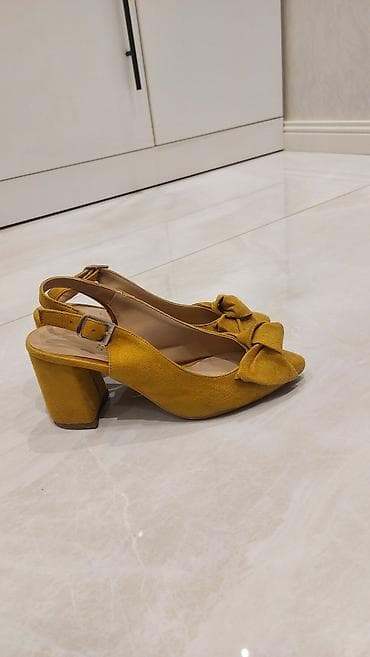 женские мятные туфли: Qadın ayaqqabısı – sarı/xardal rəngli, süet material - Modell — 2