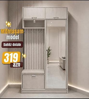 sifonerlər: Möhtəşəm model dəhliz dolabı – 319 AZN - Rəng: açıq ağac/boz — 1