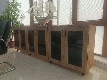 reseption masa: Məhsul: Ofis üçün mebel dəsti Tərkib: - Geniş iş masası: təbii ağac — 1