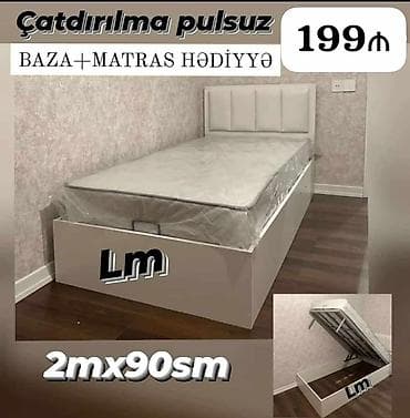 Təknəfərlik çarpayı, Bazalı, Matras ilə, Siyirməsiz