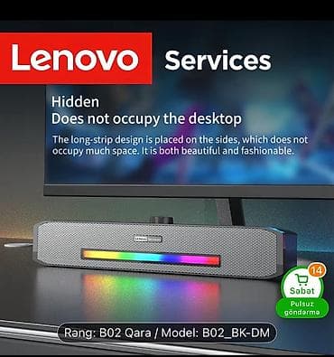bulutuz kalonka: Lenovo stereo soundbar – kompüter üçün yüksək keyfiyyətli səs sistemi — 2