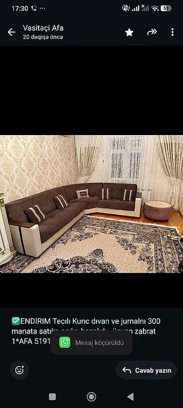 ✅ENDIRIM Tecılı Kunc dıvan ve jurnalnı 300 manata satılır. açılır