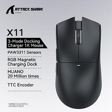 Attack Shark X11 oyun siçanı - Üç rejimli qoşulma: USB kabelli