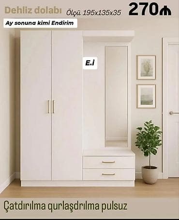 Dehliz dolabı – müasir minimal dizayn, ağ rəng. Ölçü: 195×135×35 sm. - lalafo.az -da Dehliz dolabı – müasir minimal dizayn, ağ rəng. Ölçü: 195×135×35 sm. -