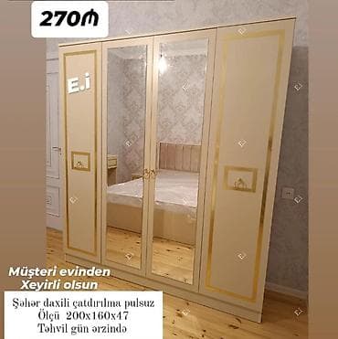 şkaf 2ci əl: 4 qapılı dolab Yep yeni 270 azn rəng seçimi var çatdırılma var — 1