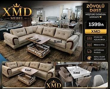 divan ustu: Zövqlü dəst – XMD Mebel Komplektin tərkibi: - Künc divan (3+2) – — 1