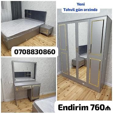 Yataq otağı dəsti Tərkibi: - Yataq çərçivəsi və başlıq - 2 qapılı
