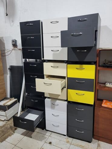 bərbər şkafı: Rəngbərəng dizaynlı, üç çekmeceli ofis dolabları. Bu dolablar — 7