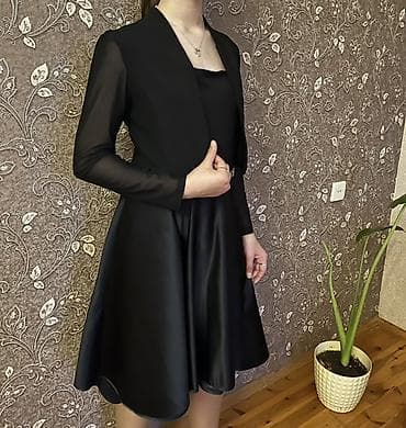 Костюмы: Qadınlar üçün zərif qara dəst - Tərkib: midi ətəkli don və qısa — 4