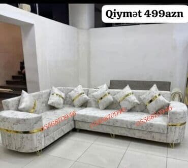 işlənmiş mebelər: Künc divan, Qonaq otağı üçün, Parça, Bazalı, Açılan, Kitab — 9