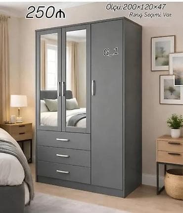 Üç qapılı paltar dolabı – model G_1 - Ölçü: 200×120×47 sm - Rəng