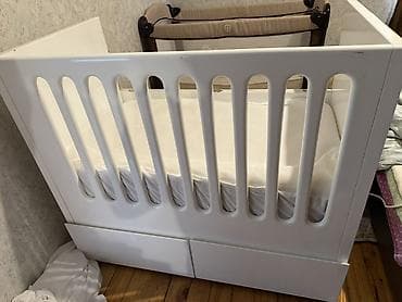 Uşaq mebeli: Oğlan və qız üçün, Dördbucaq, Beşik, Dəstsiz, Matras ilə, Yellənmə mexanizmsiz — 1