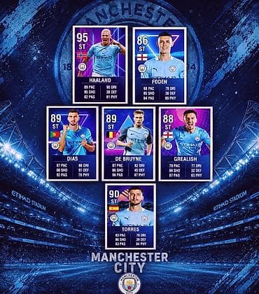 Manchester City futbol kartları kolleksiyası
