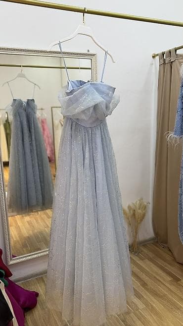 hamam papagi: Məhsul: Zərif ziyafət/gecə paltarı - Rəng: Açıq mavi (pastel ton) - — 2