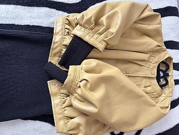 Qız uşağı üçün qısa dəri görünümlü jaket - Rəng: açıq karamel/bej -