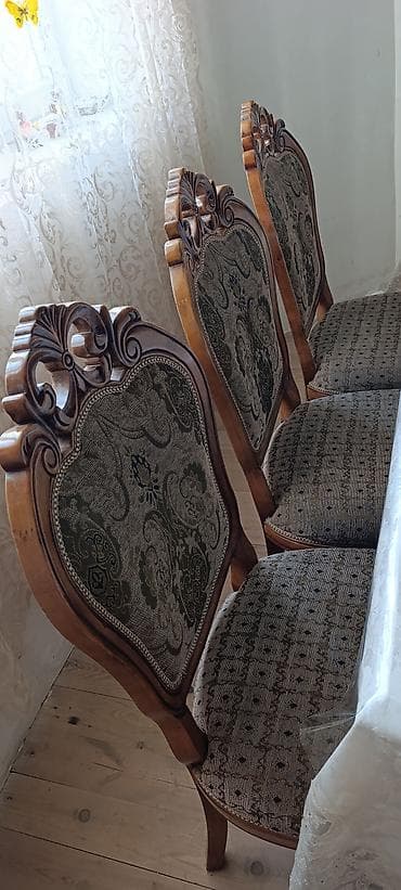 taxta tavan: Klassik yemək otağı dəsti – Komplekt: 1 ədəd iri yemək masası + 8 — 1