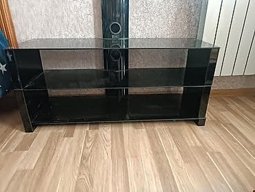 hacıoğlu mebel: Şüşə TV stolü / media konsolu - Rəng: qara (tünd şüşə) - Material — 1