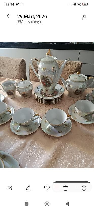 sud separatoru: Çay dəsti, rəng - Qızılı, Farfor, 6 nəfərlik — 2