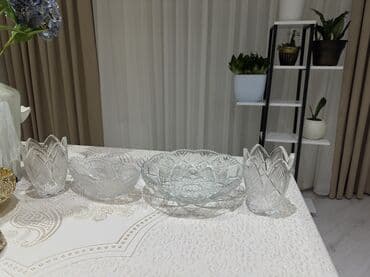 nabor: Şüşə/kristal qab dəsti - Klassik kəsimli naxışlı şüşə/kristal — 1