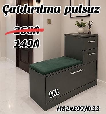 stullar lalafo: Dəhliz üçün çoxfunksiyalı oturacaq‑şkaf kombinasiyası - Rəng: tünd — 1