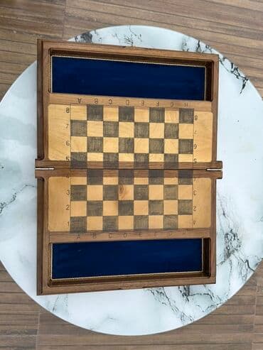 nerd taxta sekilleri: Taxta oyma naxışlı şahmat dəsti - Material: tam taxta korpus, üst — 2