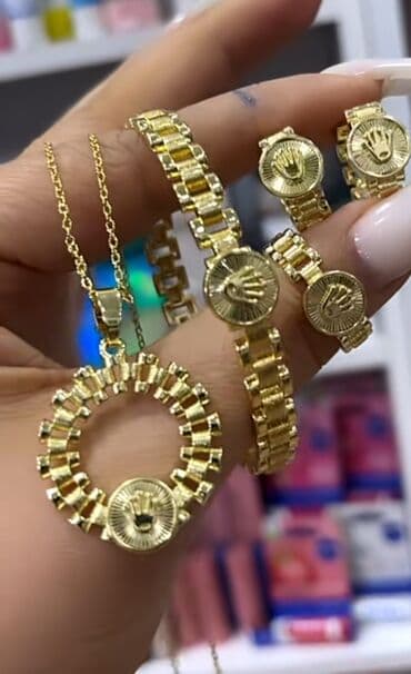 золотые комплекты с бриллиантами в баку: В комплекте: Кольцо, Серьги, Браслет, Желтое золото — 3