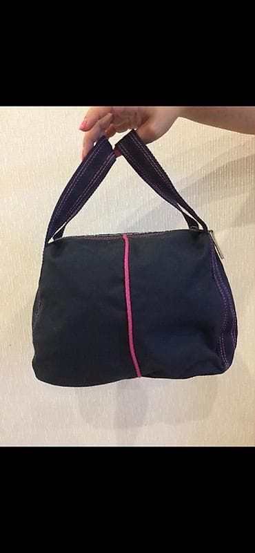 big bag: Original Versace Sport qadın çantası - Rəng: tünd göy korpus, çəhrayı — 2