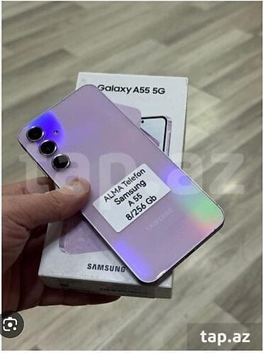 Samsung Galaxy A55 5G, 256 GB, rəng - Bənövşəyi, Barmaq izi