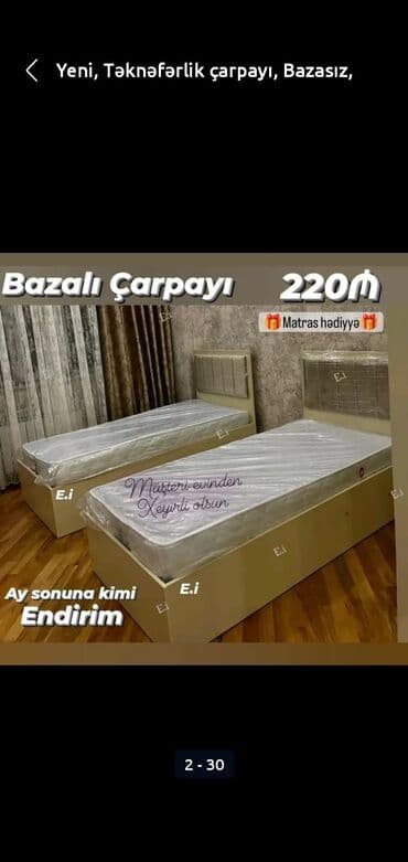 tek neferlik çarpayı: Təknəfərlik çarpayı, Matras ilə — 2