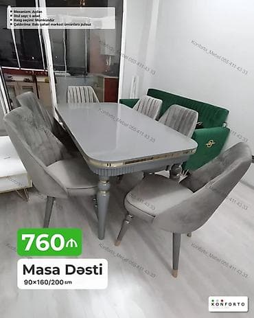 balkon stul: Məhsul: Masa Dəsti - Ölçü: 90×160/200 sm (açılan mexanizm ilə) - — 1