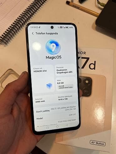 lalafo iphone 16: Honor X7d, 256 GB, rəng - Gümüşü, İki sim kartlı — 4
