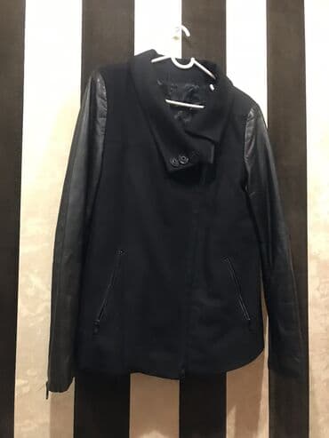 kurtk: Qadın gödəkçə – qara rəng, qarışıq material - Dizayn: assimetriyalı ön — 3