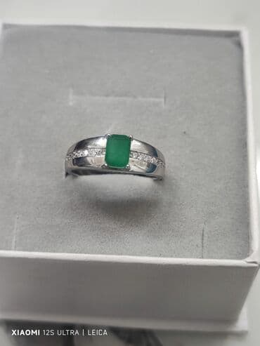 əqiq qaşlı uzuklər: Üzük, Gümüş, 925 Əyar, Zümrüd — 2