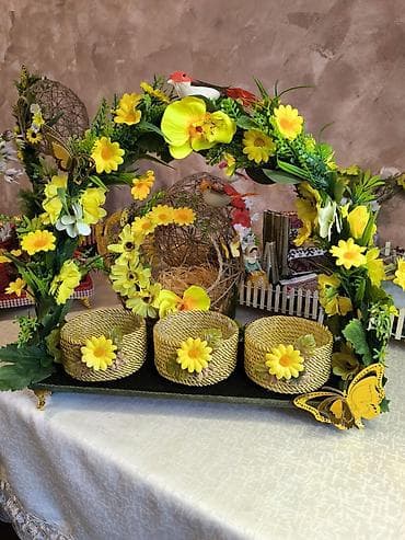 dekor soba: Novruz temalı əl işləri və dekor kompozisiyaları - Jut iplə toxunmuş — 3