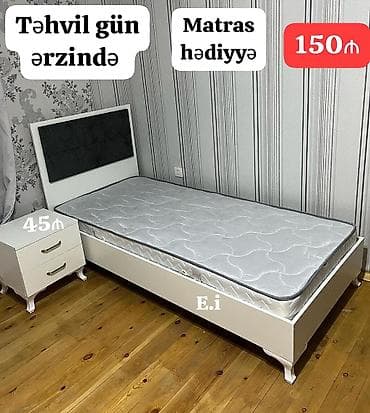 Ağ rəngli tək nəfərlik çarpayı dəsti - Başlıq hissəsi yumşaq, qara lalafo.az -da Ağ rəngli tək nəfərlik çarpayı dəsti - Başlıq hissəsi yumşaq, qara