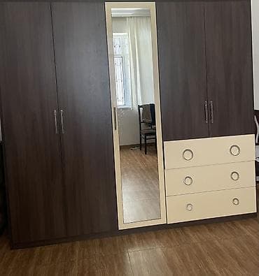 hamam kranti: Yeni, 5 qapı, Güzgülü, Qəhvəyi, Taxta, Açılan, Düz dolab — 5