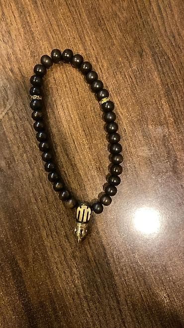 bijuteryalar: Taxta təsbeh dəsti - Material: taxta muncuqlar (tünd qəhvəyi və — 2