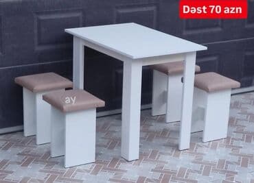Bağ, çöl mebeli: Masa + 4 taburetka (yeni) 📦 Depodan satış – hazır məhsul 📏 Masa — 1